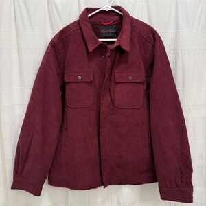 NWT Robert Graham Corduroy Zip Up Jacket Burgundy Men Medium Shacket Heavyweight